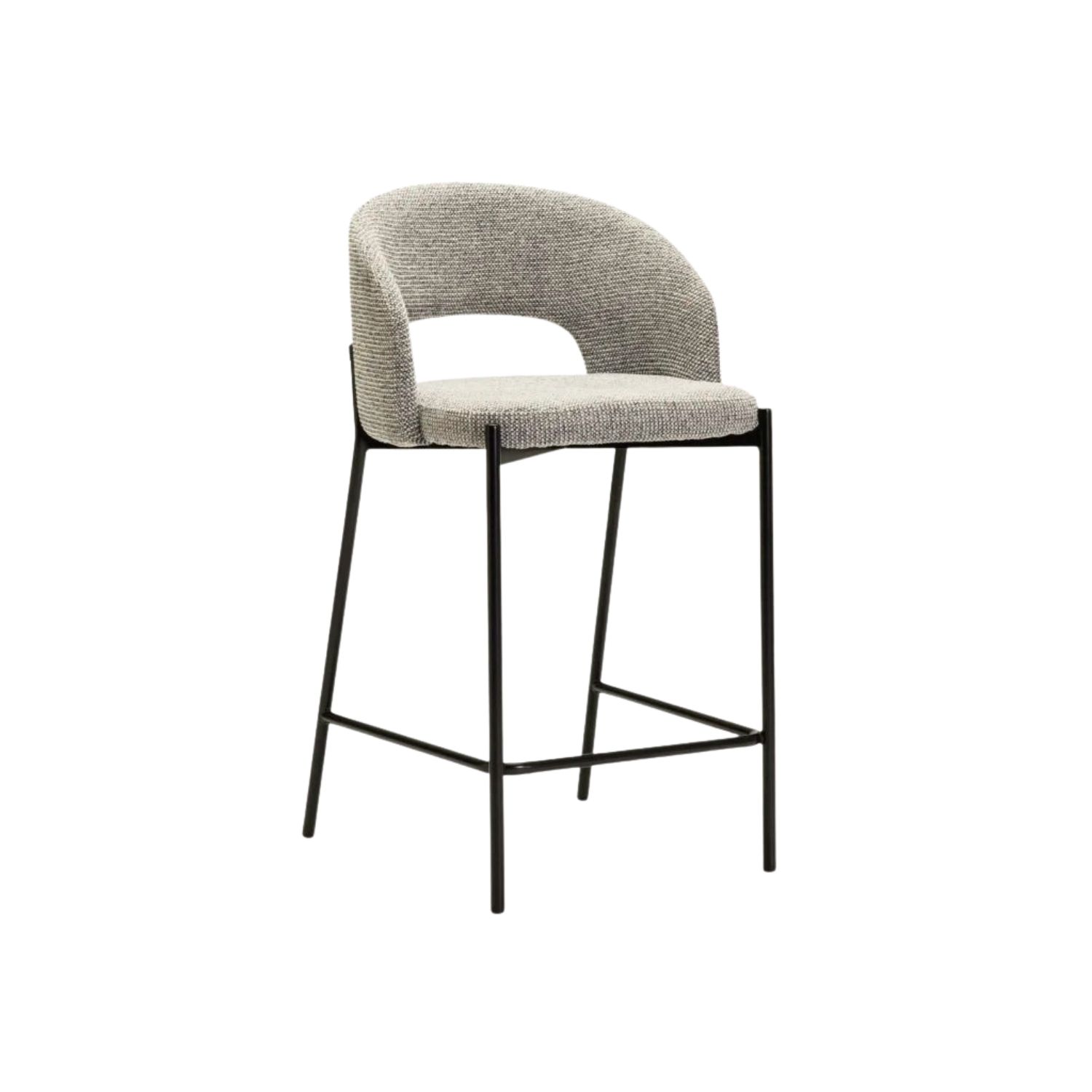 Textured Fabric Kitchen Counter Stool - Grey
