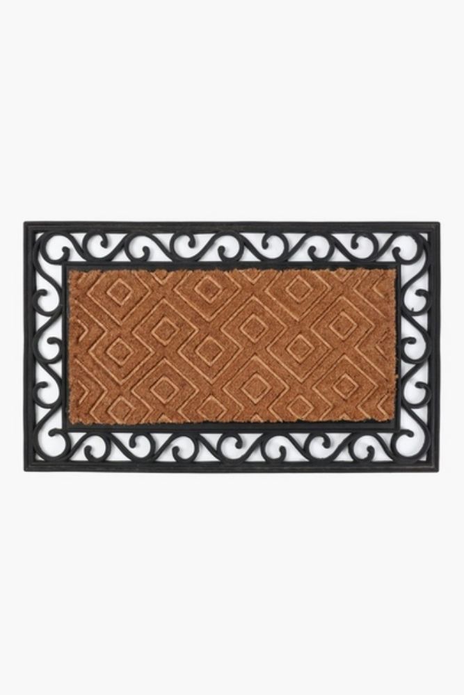 Coir Rubber Ornate Border Door Mat – Elegant Front Entry Mat (4575 cm)