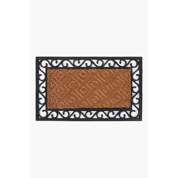 Coir Rubber Ornate Border Door Mat – Elegant Front Entry Mat (4575 cm)