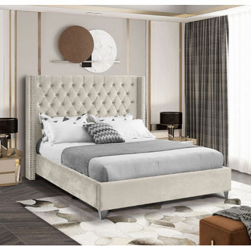 Kimberly Sleigh Bed Double -Off White
