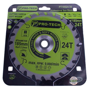 Pro-Tech - Saw Blade Tct 185 x 2.2 x 30 x 24T Wood Prof.