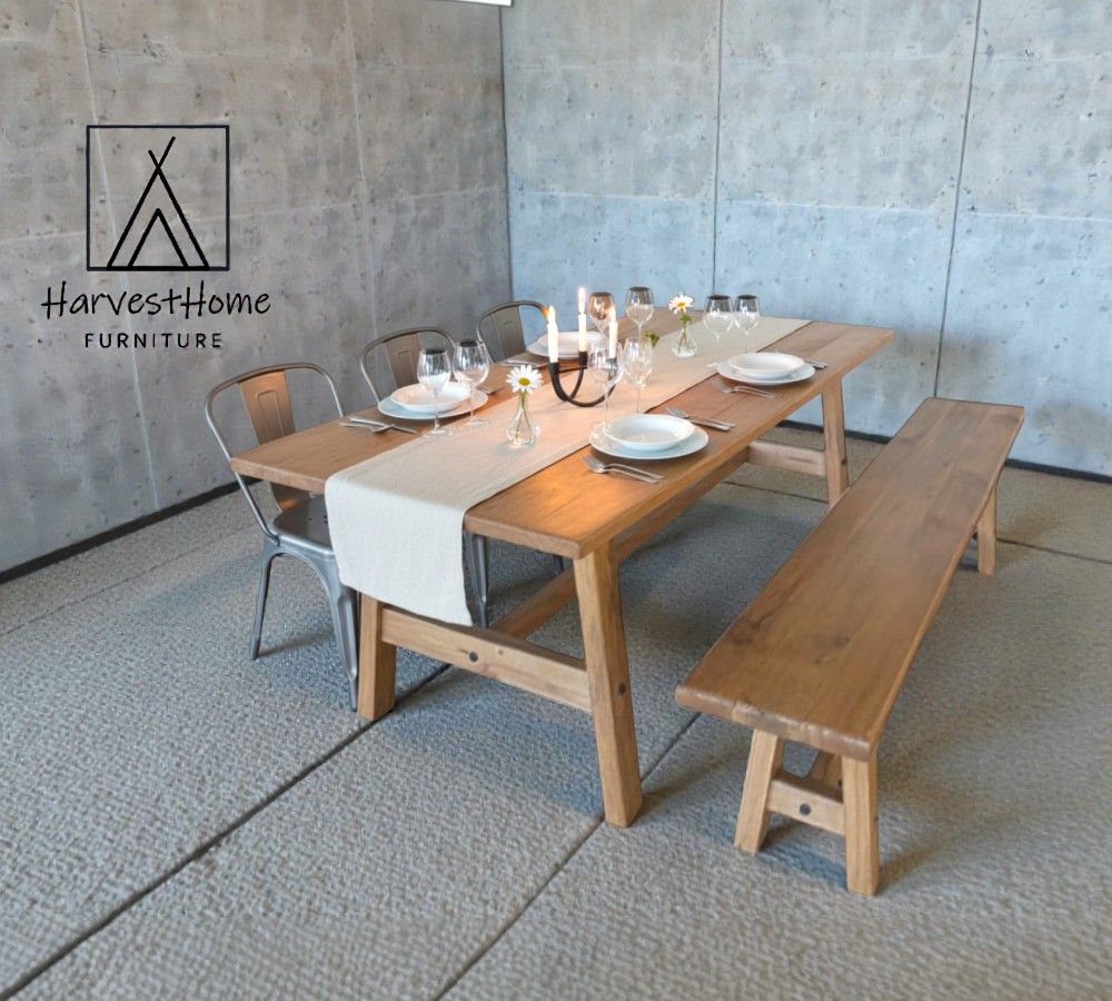 Harvest Home Furniture Set of 1 Harvest Table and 1 Harvest Bench