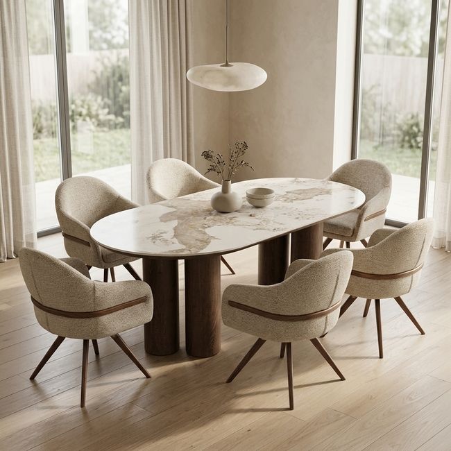 KC Furn - Bellagio Contemporary 6-Seater Dining Set
