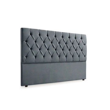 Bella Deep Buttoned Velvet Headboard - Dark Grey - Double