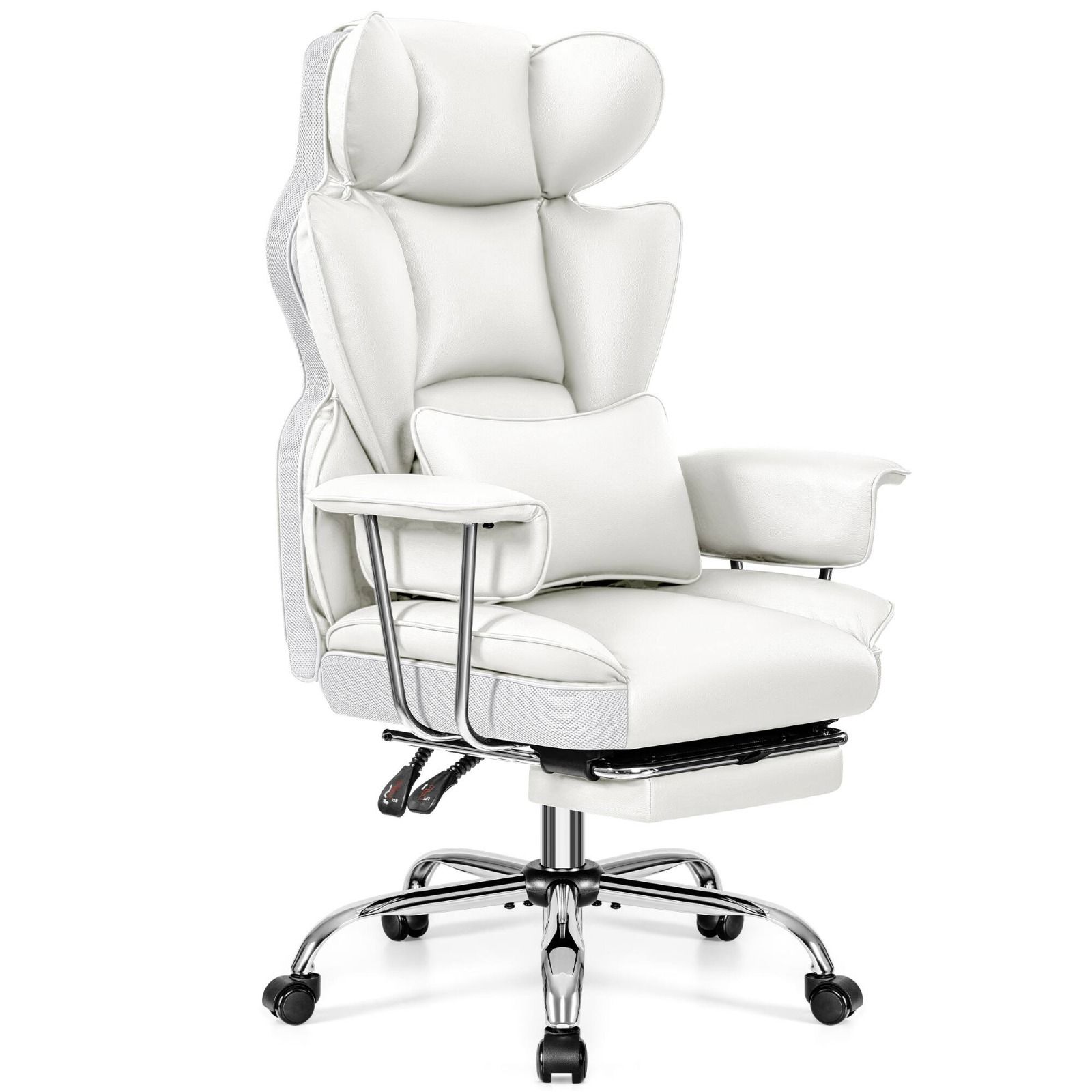 LBM FURN- Ergonomic Faux Leather Office Chair- White