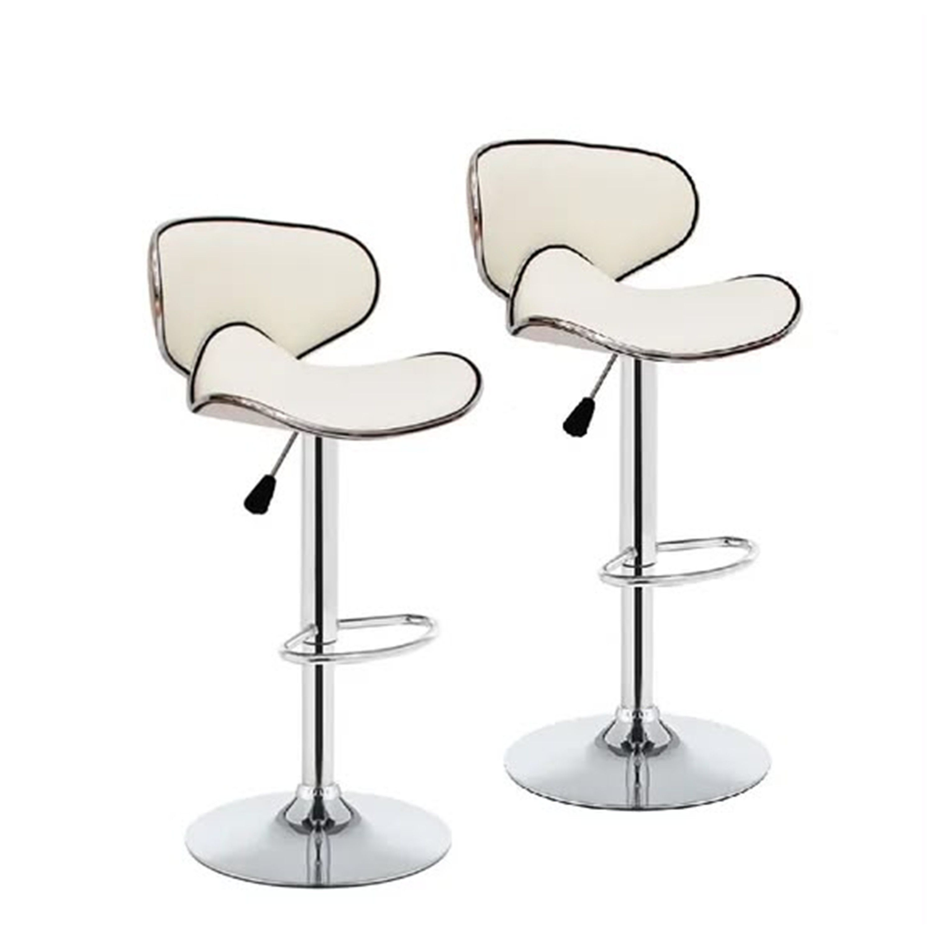 Madiega Furniture - Modern Adjustable Swivel Bar Stool with Curved Backrest & Chrome Base (Set of 2)