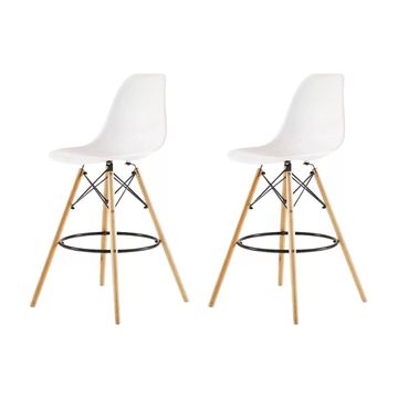 Modern Style Eiffel Chair Counter Bar Stools Set - 2 Pieces - 25.5-Inch - White