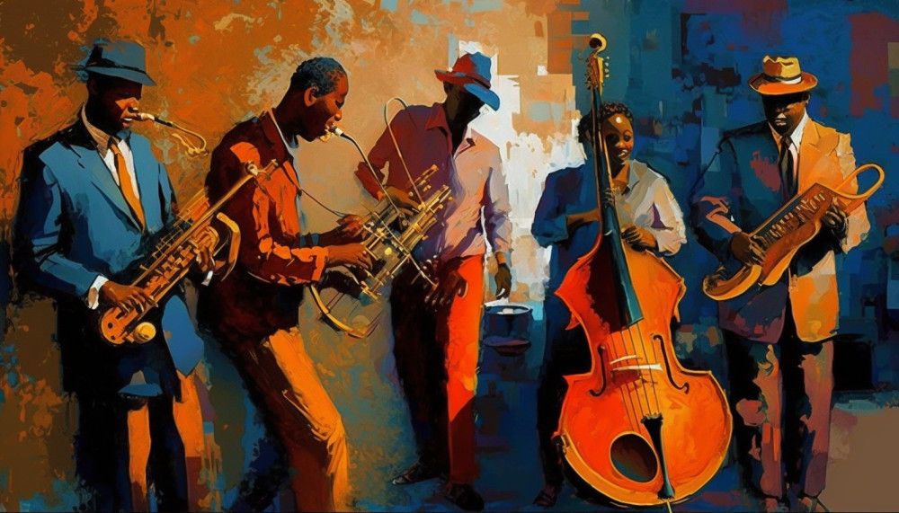 Canvas Wall Art - Jazz Band Music - B1013 [120 x 80 cm]