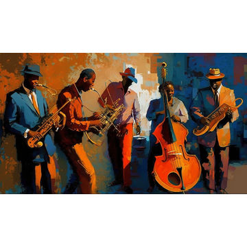 Canvas Wall Art - Jazz Band Music - B1013 [120 x 80 cm]