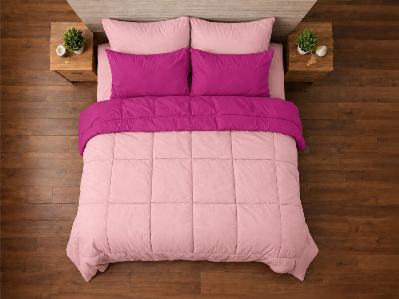 Everyday Collection Reversible Comforter Set - 90 GSM - King - Super King - Fuchsia Purple - Pink Frosting (06 Sets)