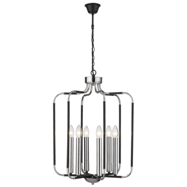Polished Chrome and Black Chandelier  6 x 60W SES