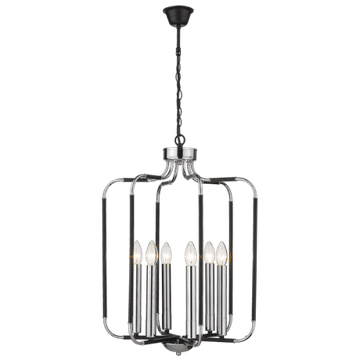 Polished Chrome and Black Chandelier  6 x 60W SES