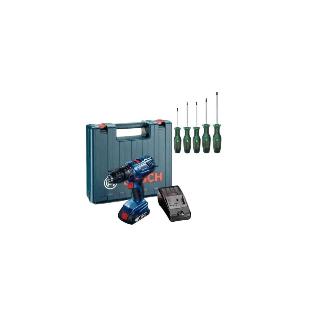 Bosch GSB180LI Cordless Drill with Screwdriver Set Torx 5 Piece