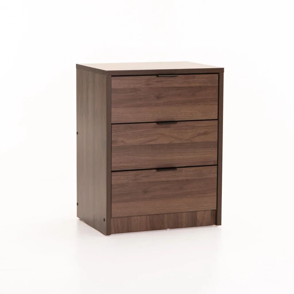 KAPPY 3 Drawer Pedestal – Walnut Finish | Compact Wooden Storage Unit