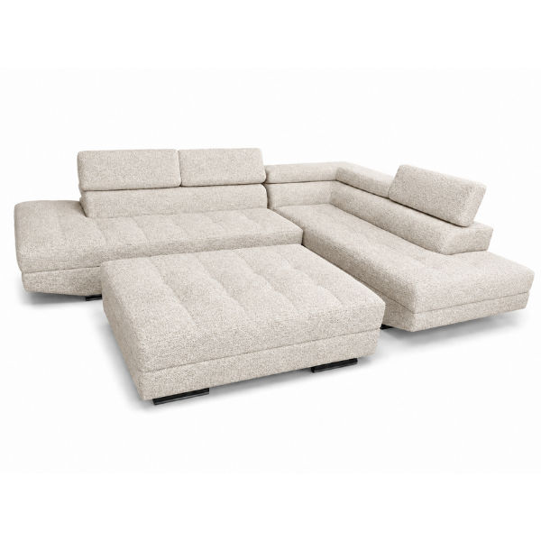 Hamilton Corner L-Shaped Sofa- Chenille Fabric White