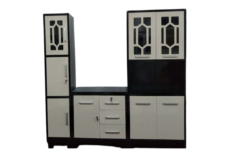QandAHome-Metal Kitchen Unit - Cream