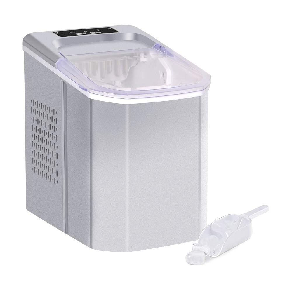TOXIYA Ice-Maker Counter-Top Ice Maker Machine 8 Mins 9 Bullet Ice - Silver / White