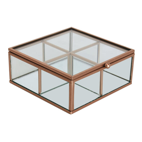 Jeweler Box Matt Copper And Glass W15xD15xh5.5cm