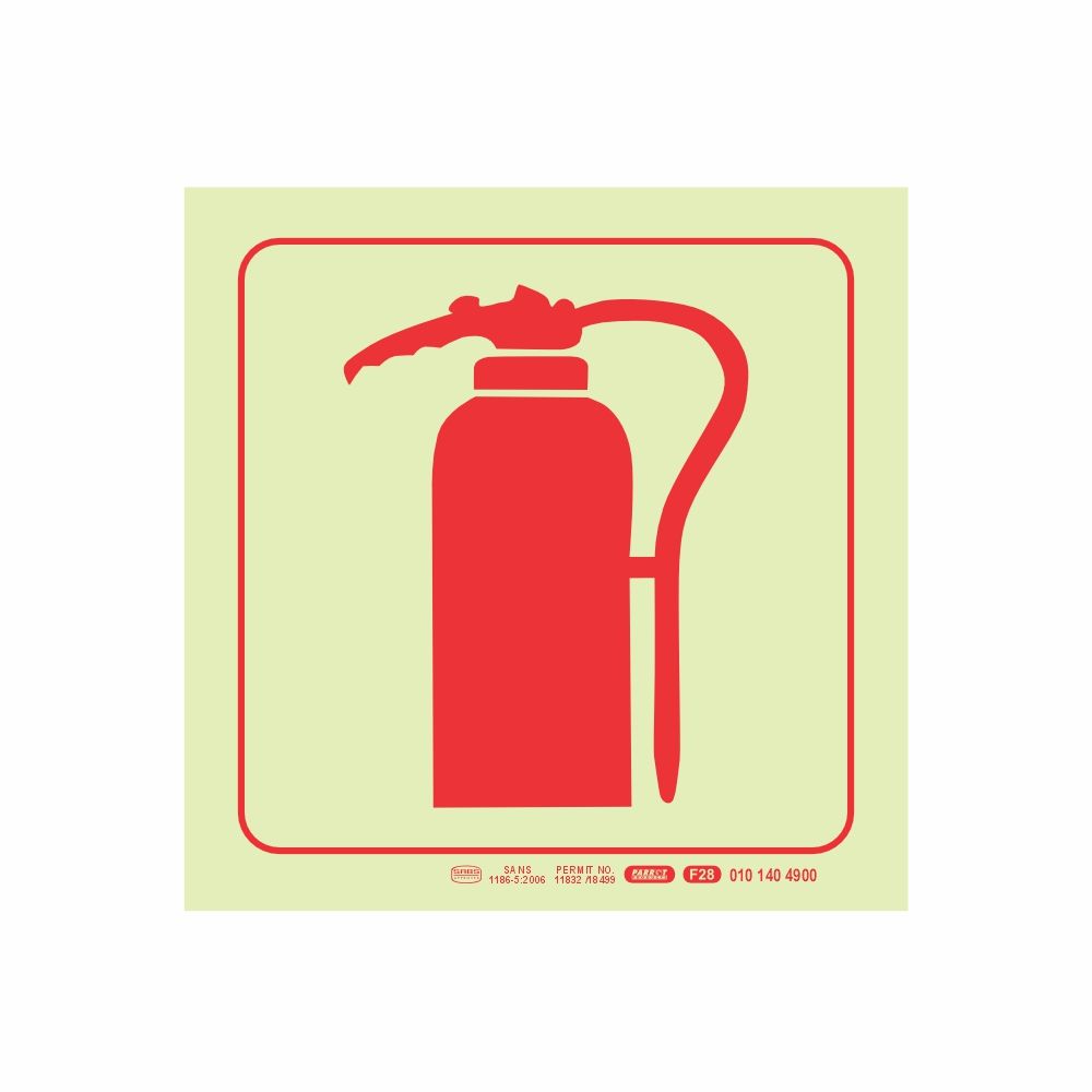 Photoluminescent 190mm Safety Sign F28 Fire Extinguisher