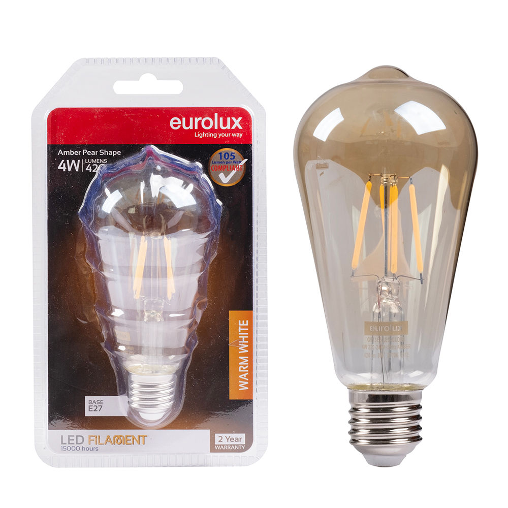 Warm White Amber LED Filament E27 4W