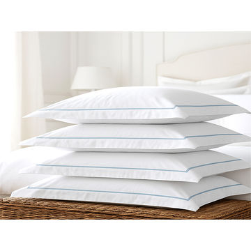 Rey's Fine Linen - Egyptian Collection - Oxford Satin Stitch Pillow Cover - Crystal Blue - Continental (01 Set)