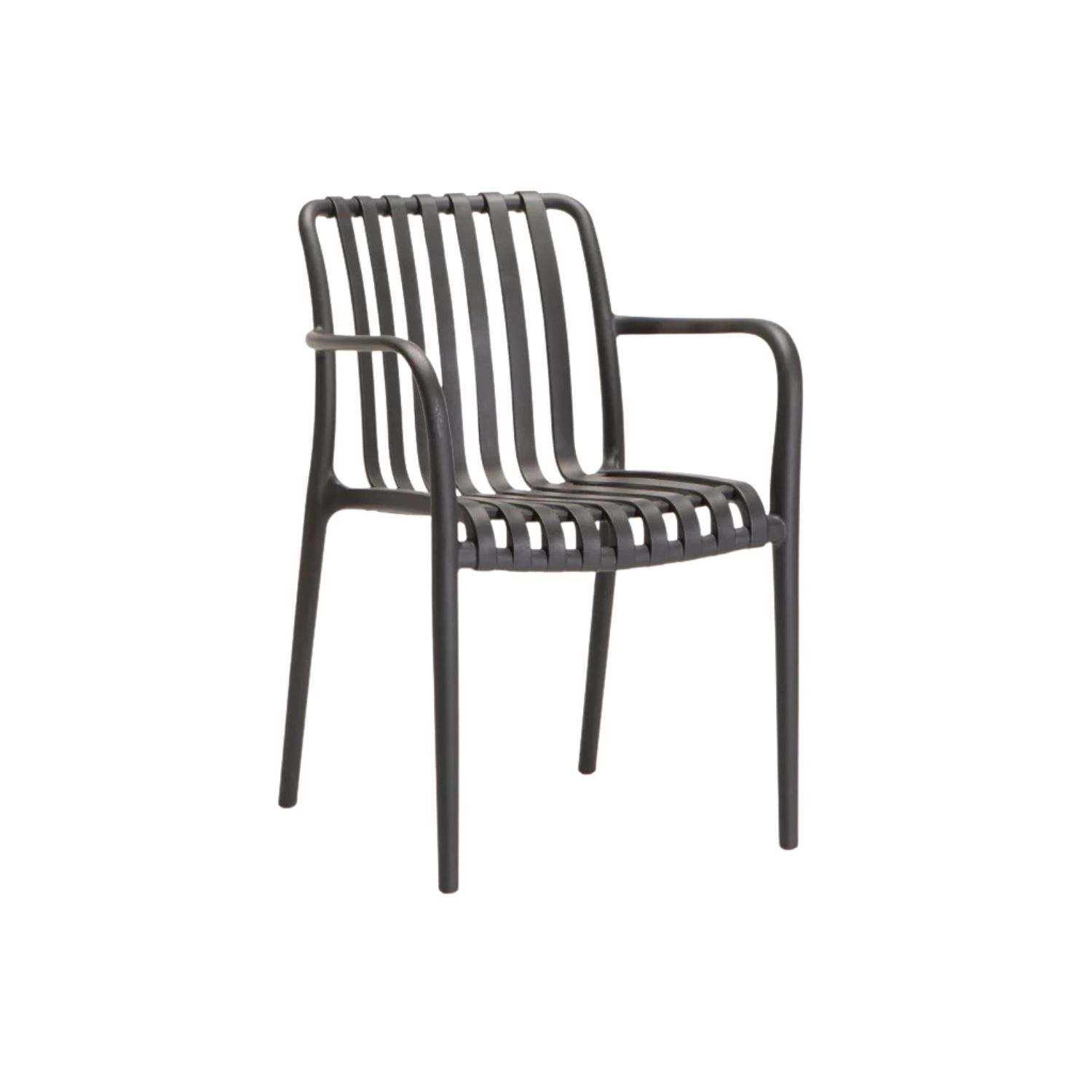 Dark Grey Outdoor Polypropylene Chair with Armrests