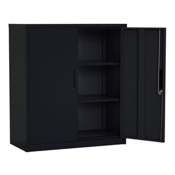 Steel Swing Door Small Size Filing Cabinet Storage Cupboard Locker - Black