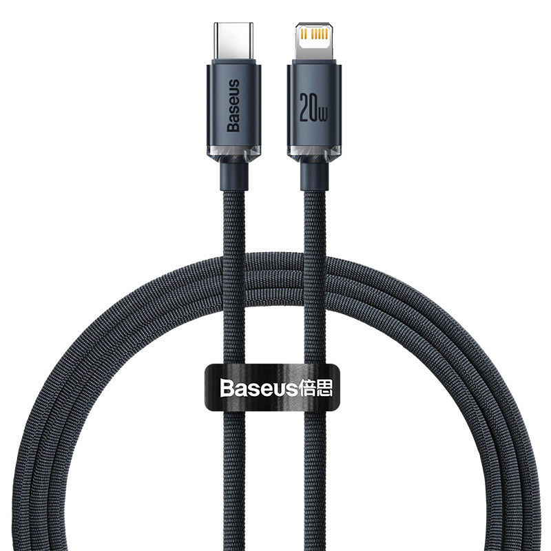 Baseus Crystal Shine Series 20W PD Fast Charging Data Cable Type-C to Lightning 1.2m - Black