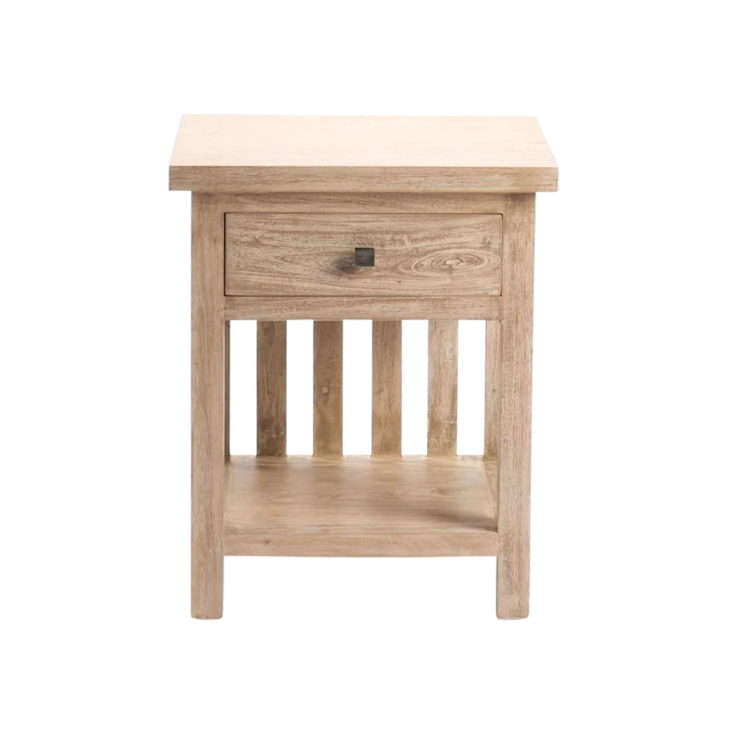 Whitewash Solid Wood 1 Drawer Bedside Pedestal