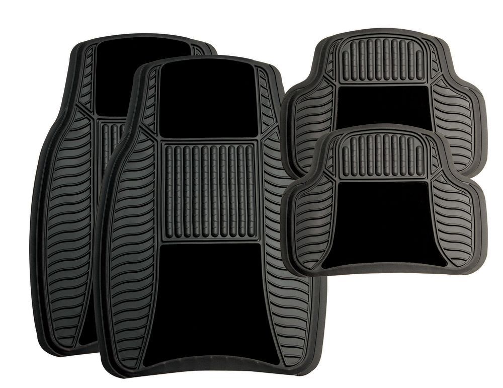 Stingray - 4Pc Rubber/Velour Mat Set - TT8110 (Black)