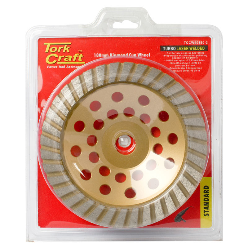 Tork Craft - Dia. Cup Wheel 180 x 22.23mm Turbo Laser Welded