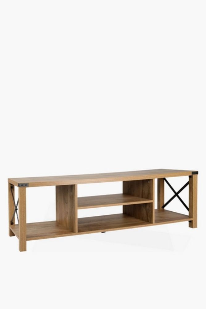 DENVER PLASMA UNIT Rustic Minimalist Wood & Metal TV Stand