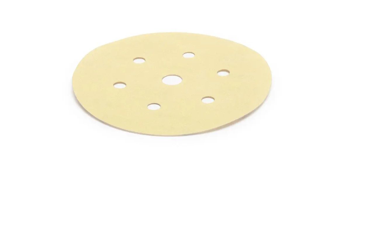 Gold Sanding Disc, Grip, 61 Holes, 150mm, P150 (4 pack) BY WOODLY