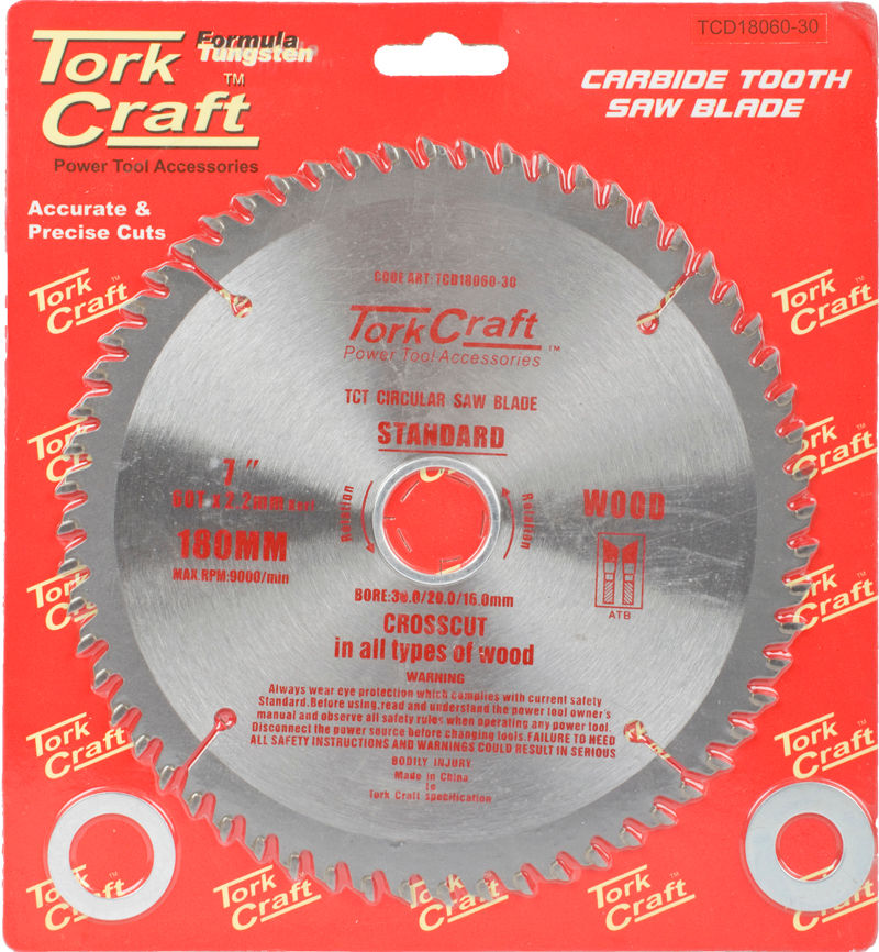 Tork Craft - Blade Tct 180 x 60T 30/20/16 - 3 Pack