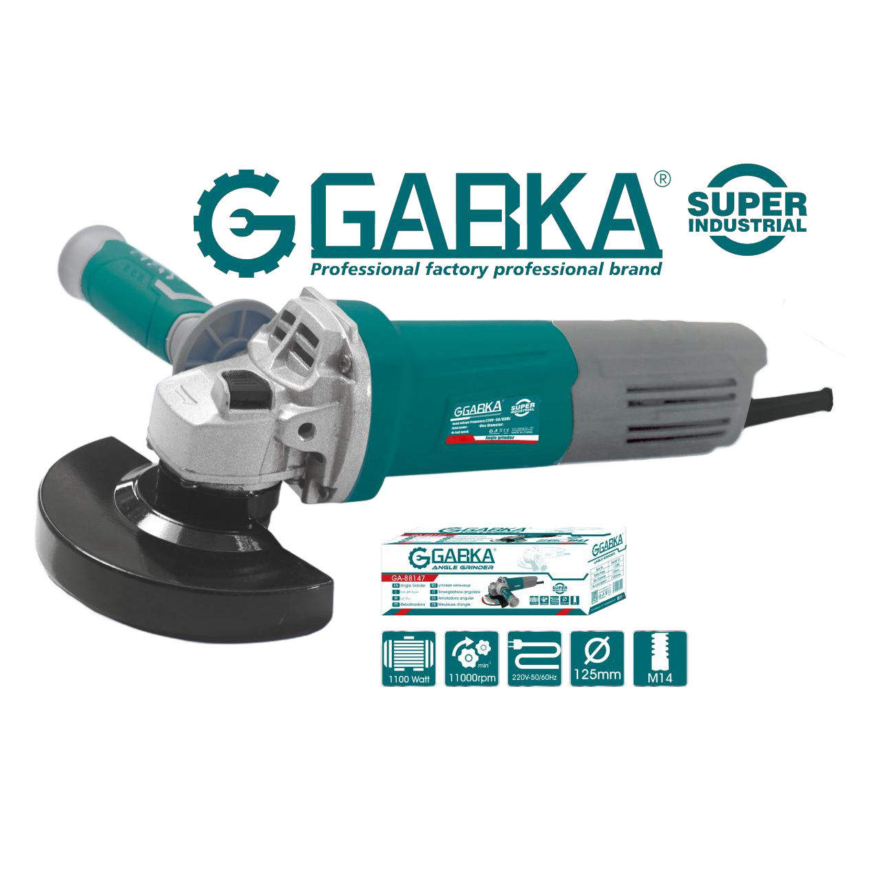 1100W Angle Grinder – 125mm Disc, 11,000 RPM for Cutting & Grinding Metal & Stone