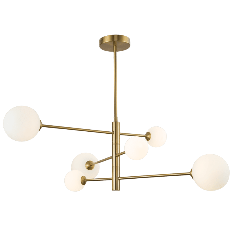 Metal and Opal Glass Chandelier