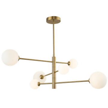 Metal and Opal Glass Chandelier