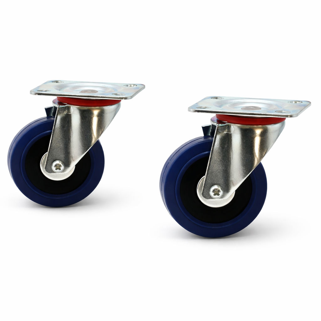 100mm Super Elastic rubber plate swivel castor (Set of 2)