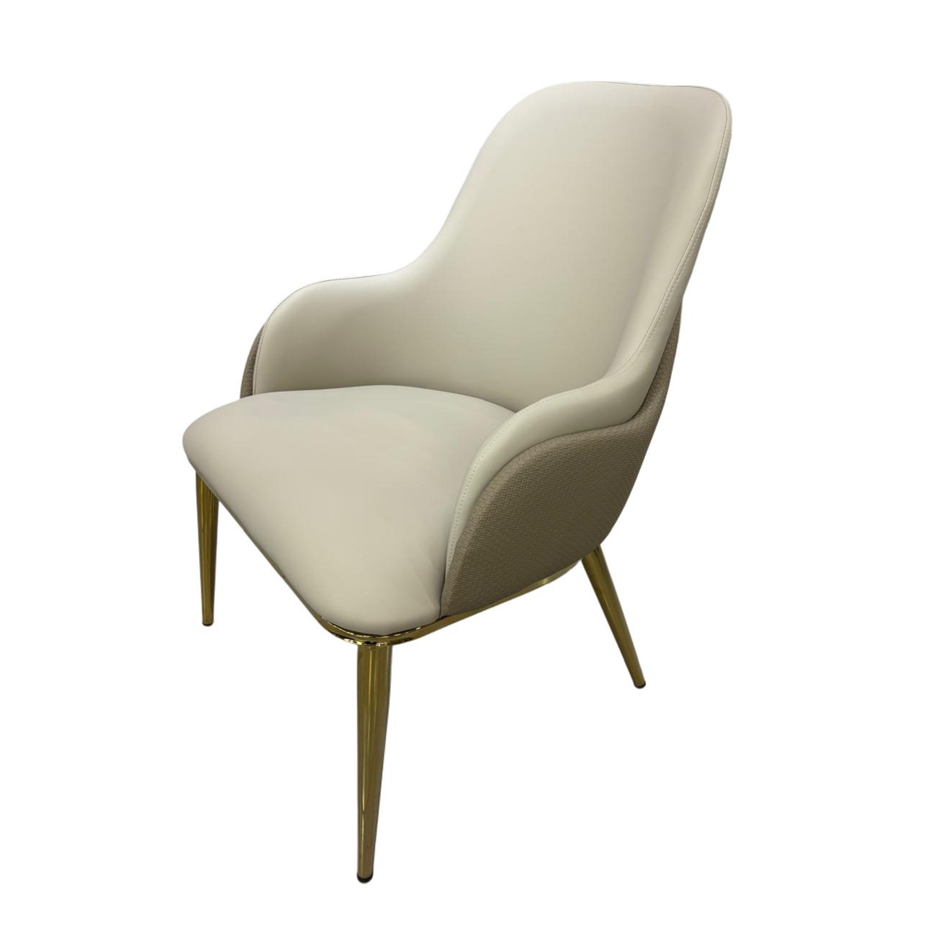 Madiega Furniture - Gold-Accent Cream Lounge Chair Set