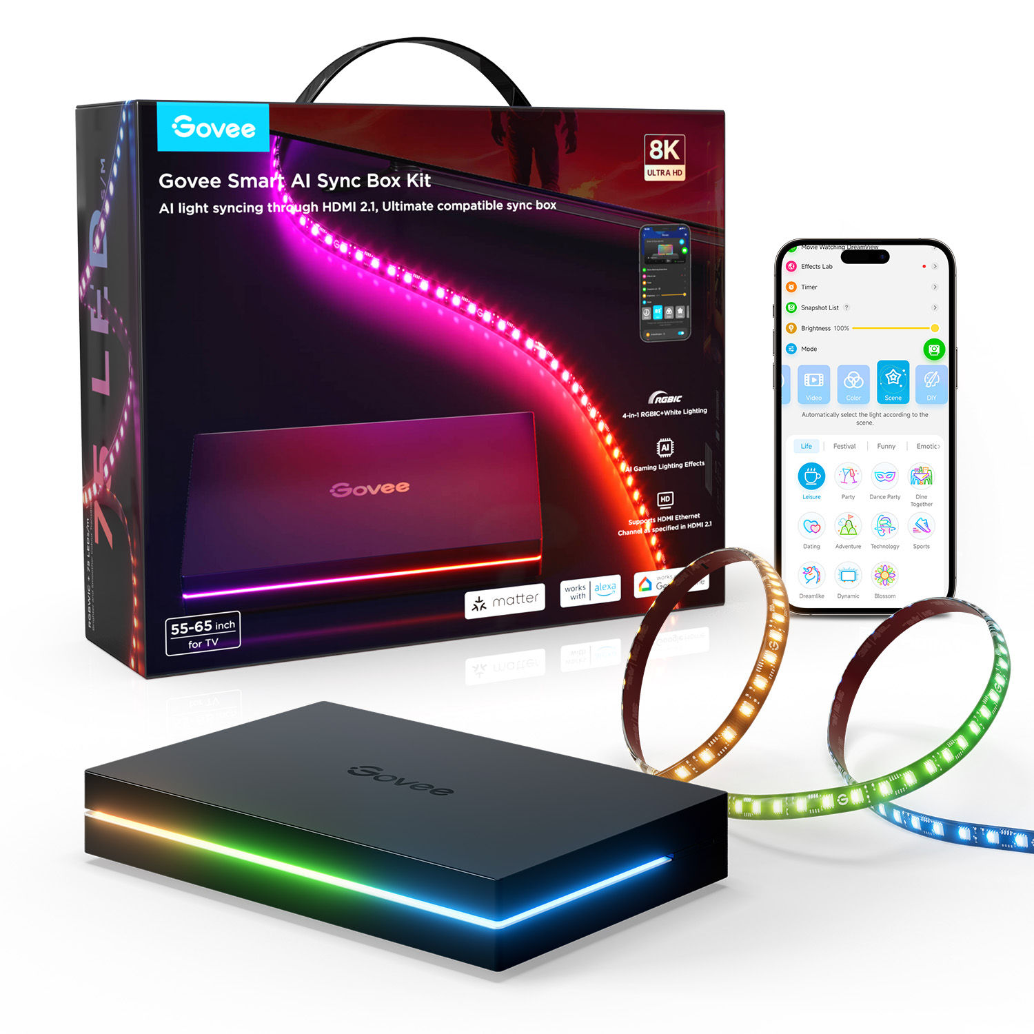 Govee AI Gaming Sync Box 2 – HDMI 2.1 RGBWIC Kit With 8K & VRR Support