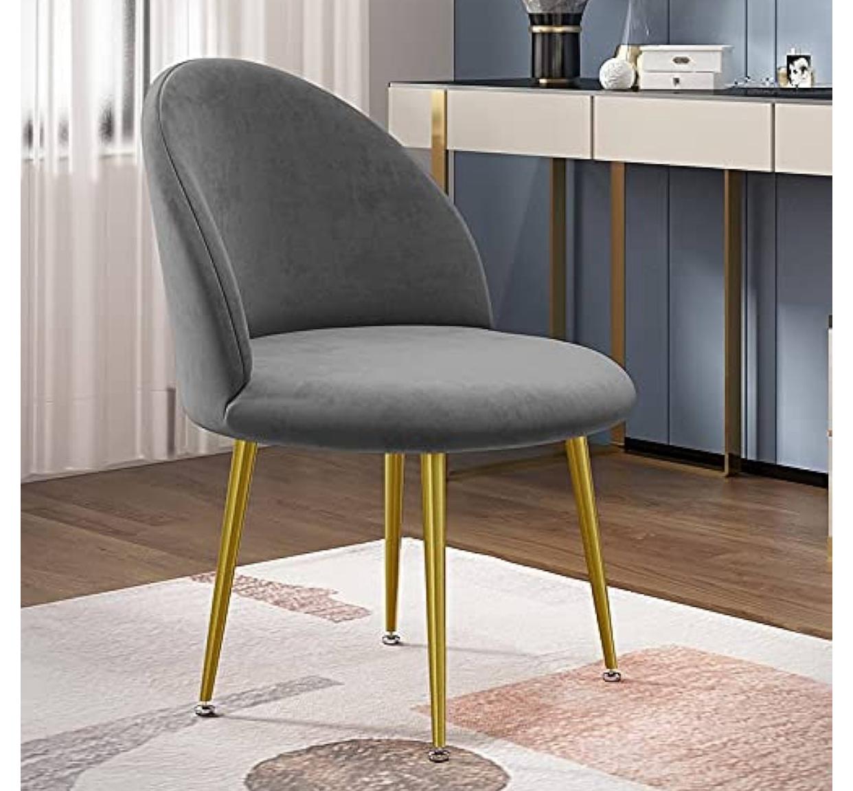 Asher Dinning Chairs with Gold Legs Set of 2 Grey