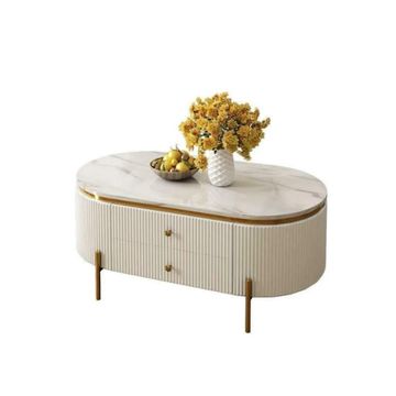 ASHER Marble top coffee table white