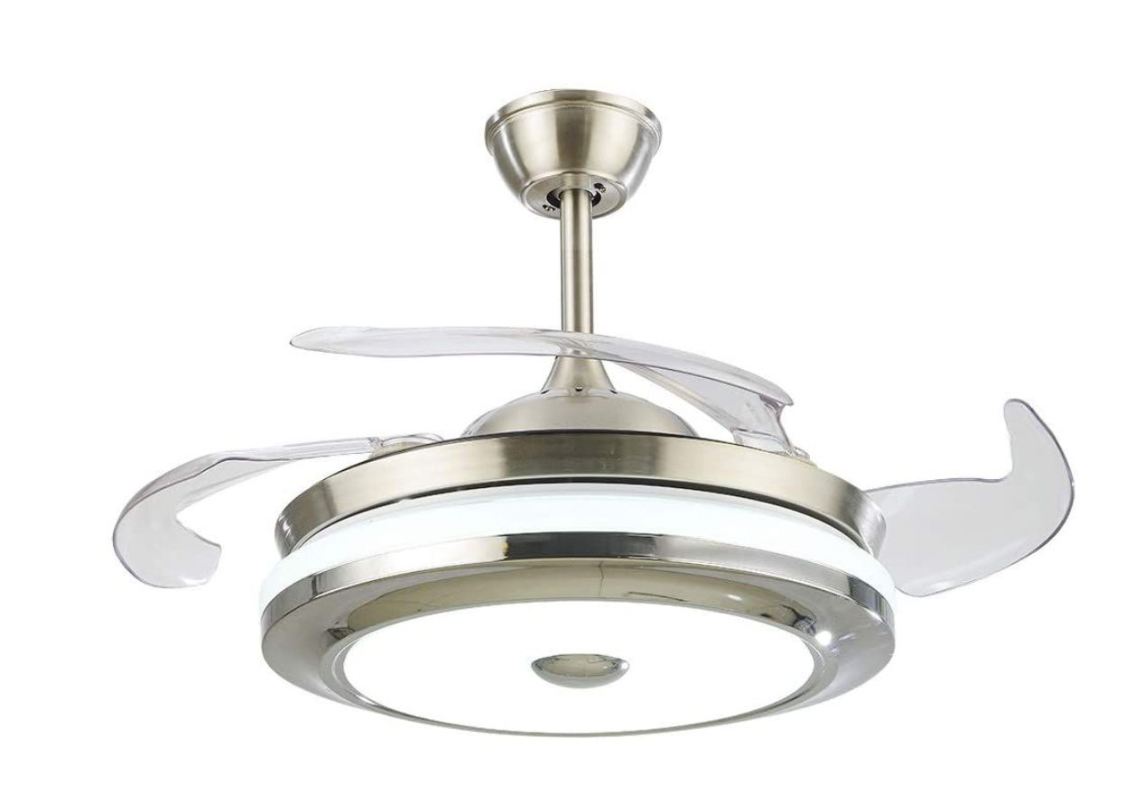 Retractable Bluetooth Ceiling Fan With Remote Control