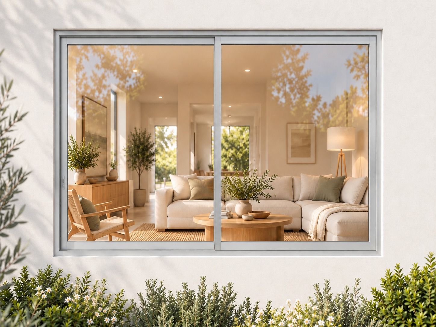 Kenzo Aluminium Sliding Window - Silver, 1800 1200 mm, Two Sliding Panels