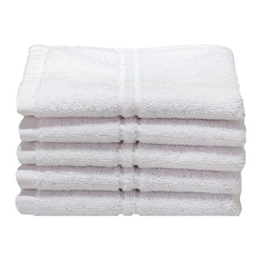 Bunty's Hotel Collection 600GSM Face Cloths - 05 Pc Pack - Optical White