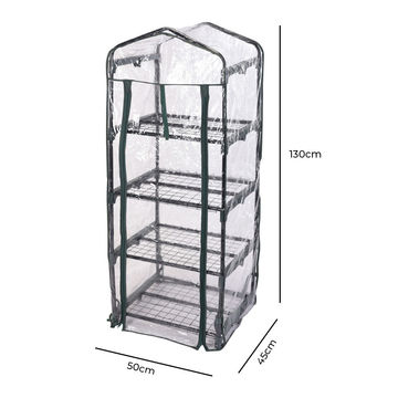 Greenhouse with Transparent Cover, Rollable Door & 4 Tier Shelves