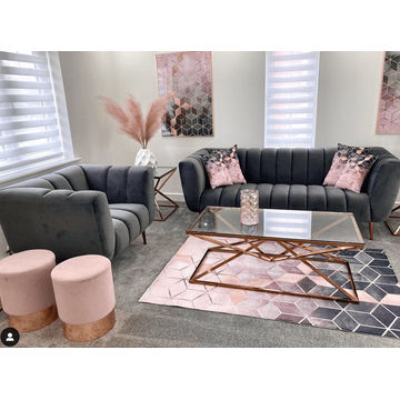 Bozza Venus Cream Sofa & Chair 2PC Set - Black