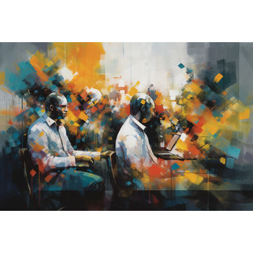Canvas Wall Art - Abstract Figures Burst With Vibrant Colors - A1059 - [120 x 80 cm]
