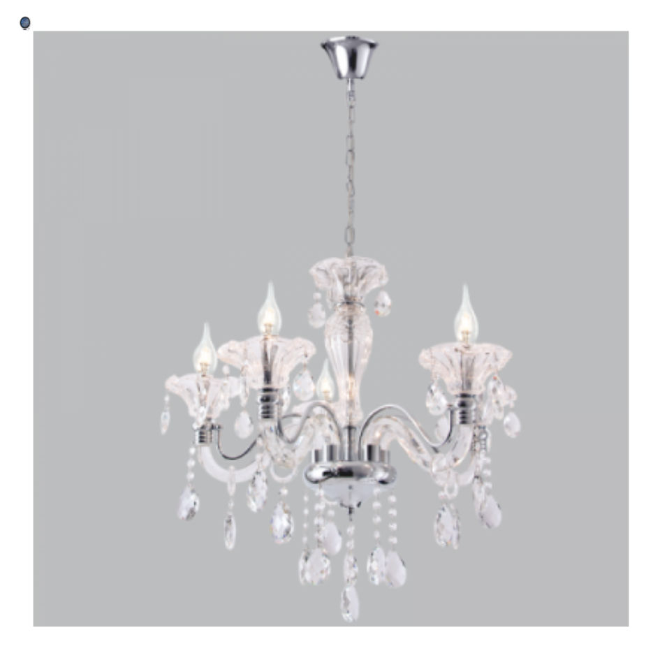 Polished Chrome Chandelier with Crystals