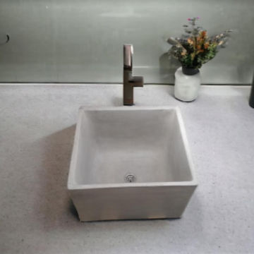 Large Grey Square Concrete Basin 45x40x31cm